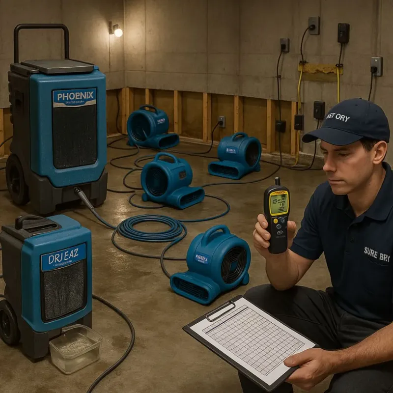 Structural Drying and Dehumidification process in Ganado, TX